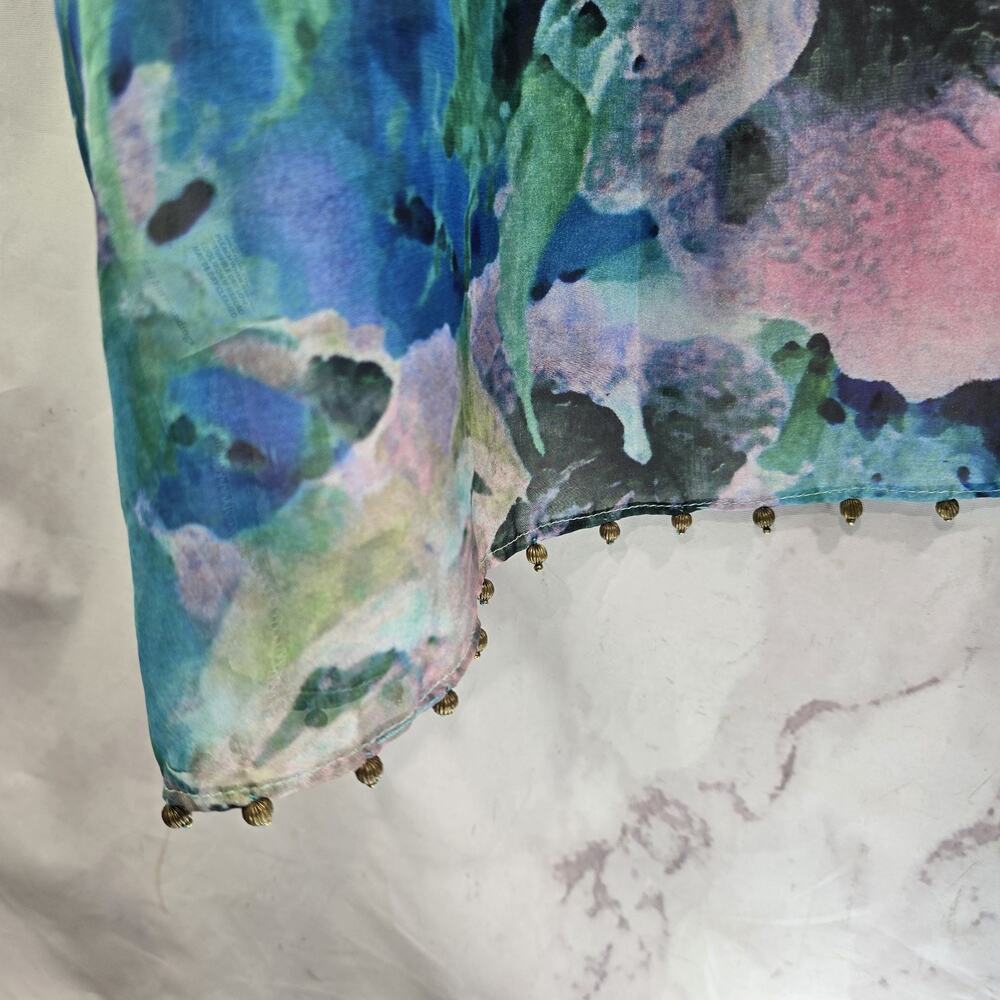 Soft Surroundings Kimono Womens Floral Wrap Tie Topper Cover Watercolor - Picture 8 of 13